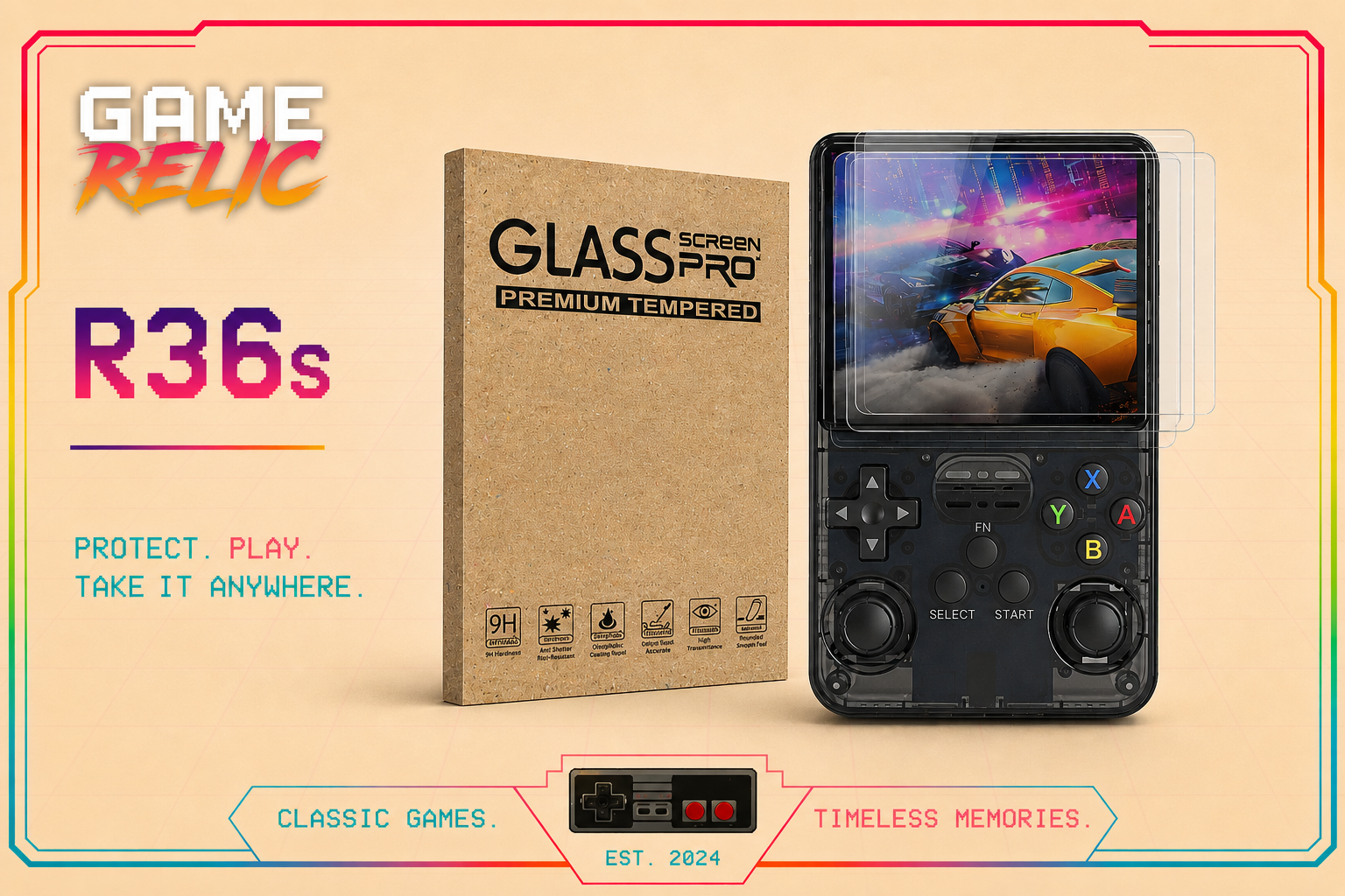 R36S Game Console Tempered Glass Screen Protector